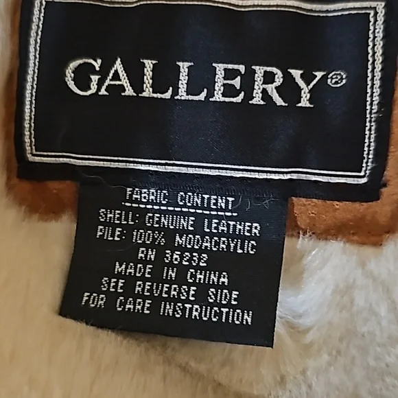 Leather Sherpa Jackets, Womens Large, Camel Color - Picture 12 of 14